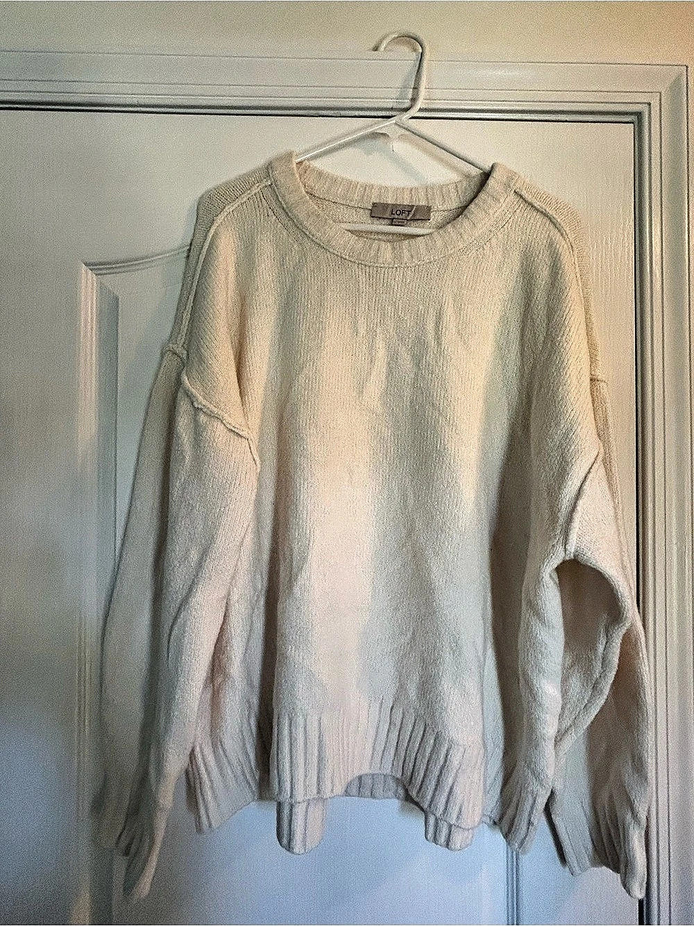 LOFT Cream Crew Neck Sweater Like New